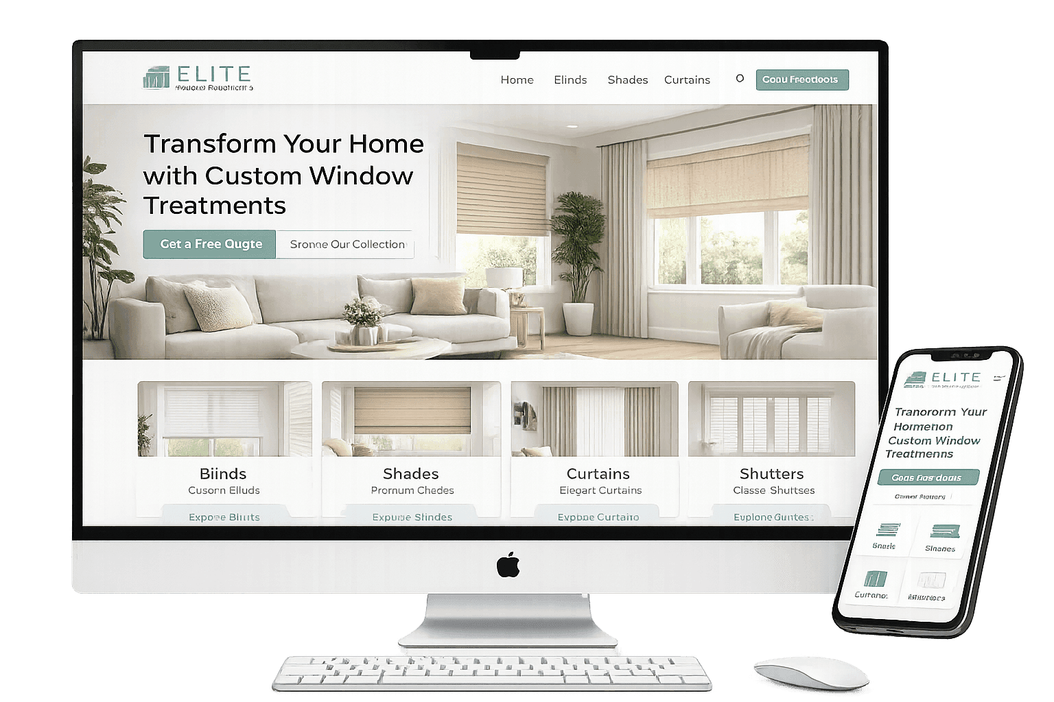 A custom business website shown on a laptop and phone