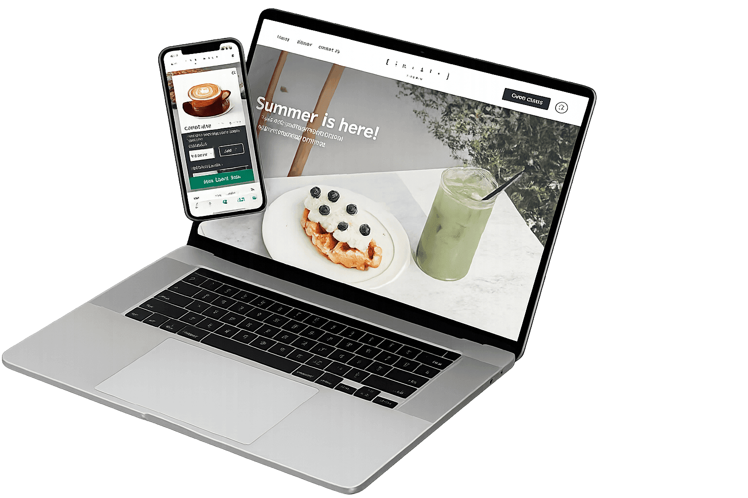A client website shown responsive on a laptop and phone